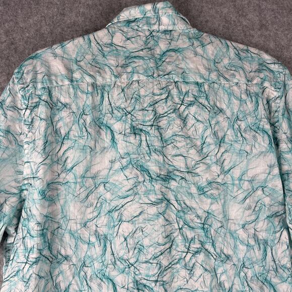 Robert Graham Linen Blend Shirt Mens XL Blue Flip Cuff Abstract Vibrant SS - Picture 13 of 16